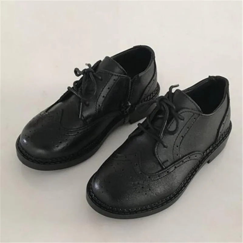 black Weoneit/детская кожаная обувь для мальчиков; Свадебная обувь на плоской подошве в британском стиле; детская кожаная обувь; цвет коричневый, черный; школьная модная детская обувь; - Цвет: black