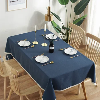 

Anti Dirt Reusable Home Rectangle Solid Protective Decoration Table Cloth Accessories Lace Waterproof Lightweight Dining Room