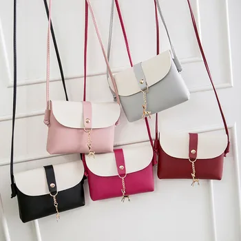 

Youth Ladies Simple Versatile Bag Women Mini Crossbody Bag Acrylic Chain Lady Hit Color PU Leather Shoulder Pouch Bag Femme#Y20