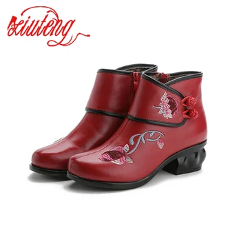 

Xiuteng Fashion Novelty Women For Winter Ankle Boots Round Toe High Vintage Short Boots Casual Solid Winter Shoes Plus Size