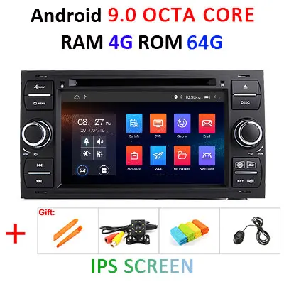4 г 64 г 8 ядерный автомобильный DVD мультимедийный плеер Android 9 2 DIN gps Авторадио для Ford/Mondeo/Focus/Transit/C-MAX/S-MAX/Fiesta wifi DSP - Цвет: B 4G 64G IPS