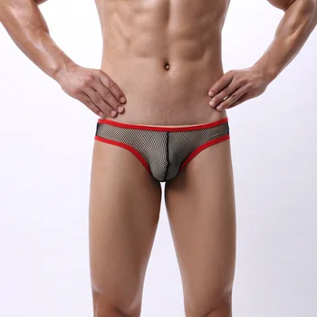 

Sexy Underwear Men Mesh Transparent Erotic Briefs Hollow Out Bulge Pouch Gay Panties See Through Ropa Interior Male Underpants