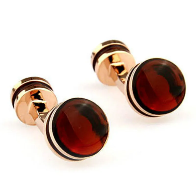 

French Shirt Metal Cufflink Men's Business Party Anniversary Day Classic Trendy High Quality Double-sided Red Crystal Cuff Links