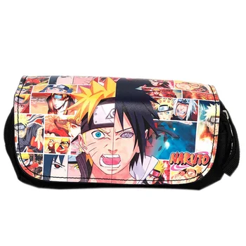

Naruto Canvas Double Zipper Pencil Bag Anime High Capacity Pencil Case Kids Gift Stationery Container School Supplies