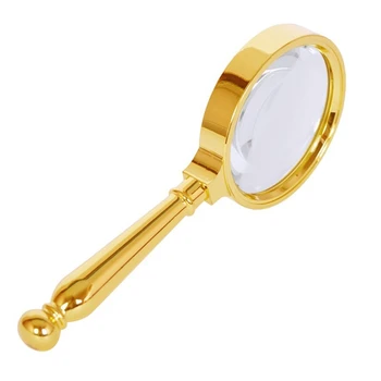 

GTBL 10X Handheld Magnifier with Metal Handle Golden, 80mm/3.2 inch Reading Magnifying Glass for Map, Newspaper, Documents, Labe