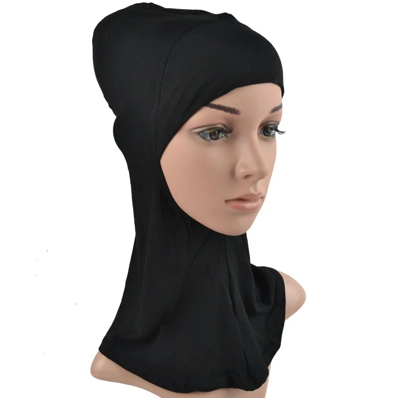 inner hijab black Женский цветочный пузырь шифон хиджаб шарф Обертывания мягкие длинные мусульманские платки в горошек шифоновые шарфы хиджабы - Цвет: inner hijab black