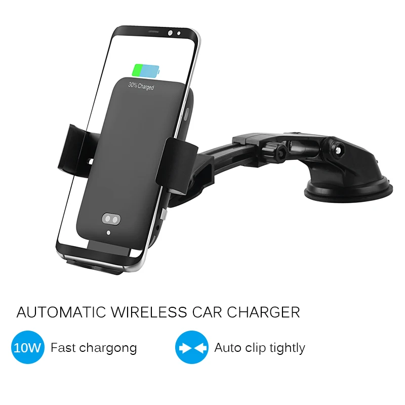 Wireless Charger Car Phone Holder 10W Qi Car Wireless Charger For IPhone X Xiaomi Samsung 9 Auto Clamping Fast Wireless Charging