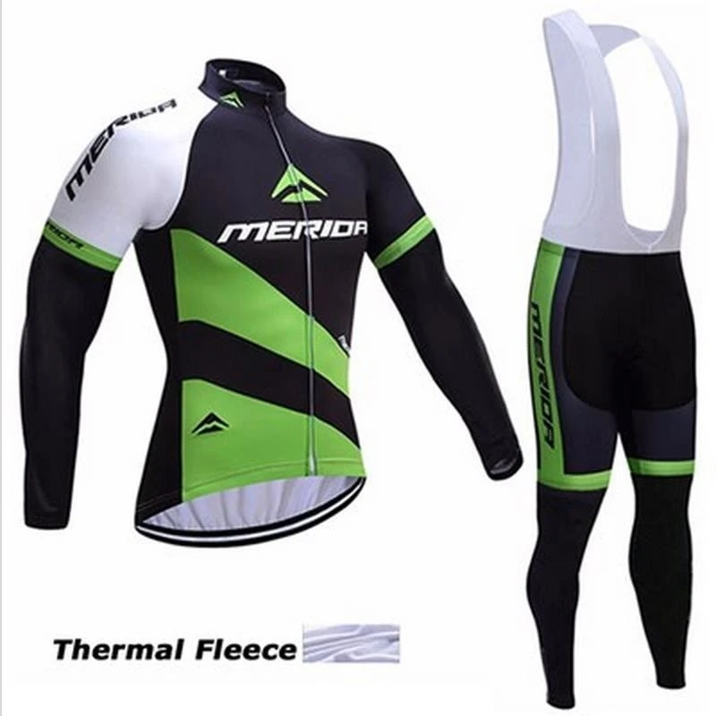 Зимняя Теплая Флисовая одежда для команды Merida с длинным рукавом велосипедная