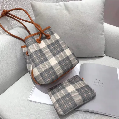 Сумки через плечо для женщин во французском стиле мини-сумка-мешок популярная сумка-мешок в клетку полосатая сумка для леди - Цвет: Grey