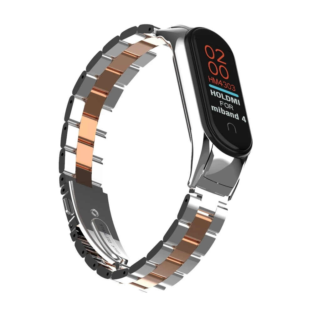 Ремешок на запястье для Xiaomi Mi Band 3 4 сменный металлический ремешок браслет из