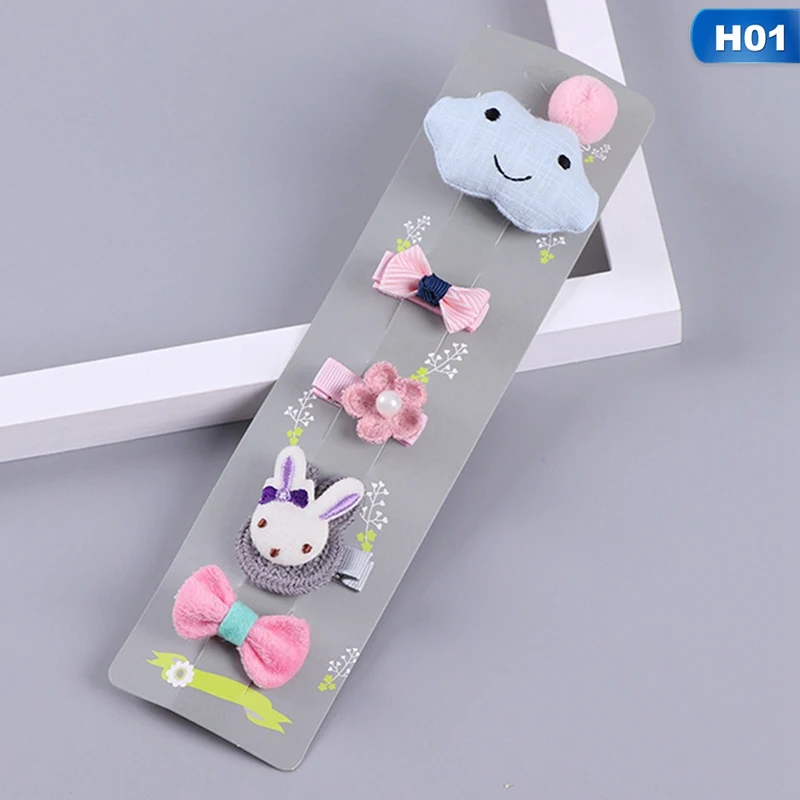 5 шт./упак. Kawaii Заколки для волос с рисунками из мультфильмов в виде короны, банта звезда заколки для волос для девочек, женские аксессуары для волос