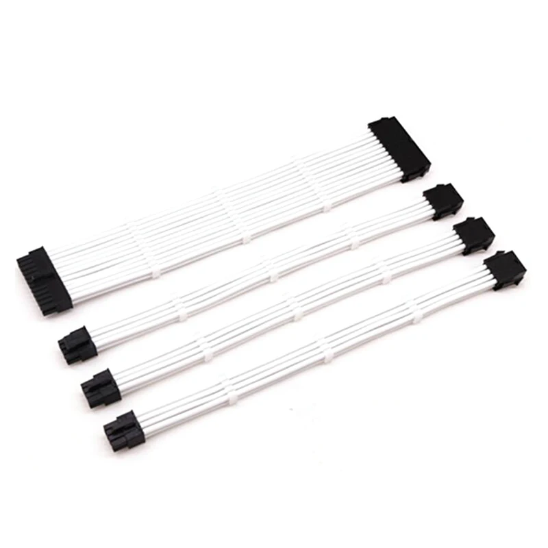 

Basic Extension Cable Kit,Female to Male 18AWG Sleeved PSU Extension Power Cord/Cable Kits 1X ATX 24P CPU 8P 2X PCI-E 8P