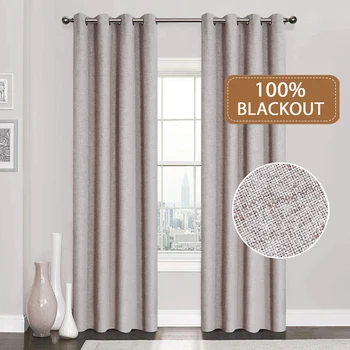 

Blackout Curtains Linen 100% For Kitchen Bedroom Window Treatment Solid Water Proof Curtains for Living Room Custom Made