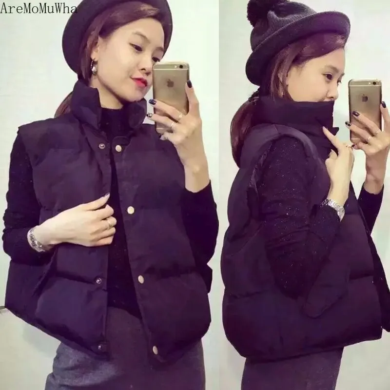 

AreMoMuWha Vest Female Winter Short New Loose Large Size Down Cotton Vest Small Vest Shoulder Cotton women sleeveless coatsMH483