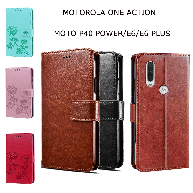 Чехол-книжка для Moto One Action P40 power чехол Moto E6 Plus чехол для Motorola E6 Plus P40 power One Action из искусственной кожи