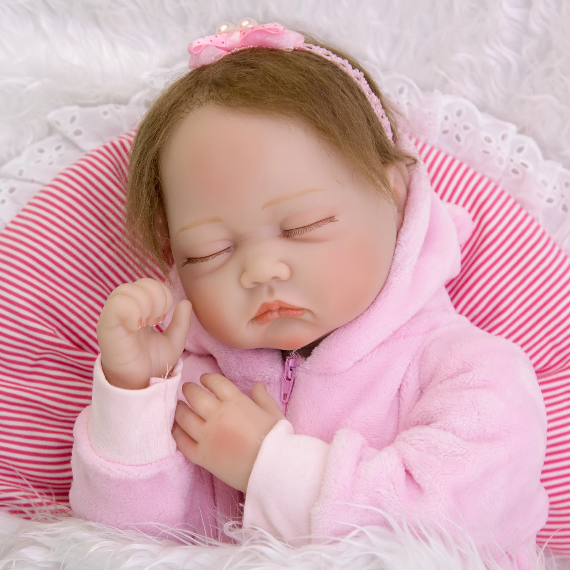 22 дюймов Reborn Baby Dolls Sleeping Touch настоящий мягкий силиконовый виниловый ребенок Reborn 55 см с подушкой действительно ребенок DIY игрушки