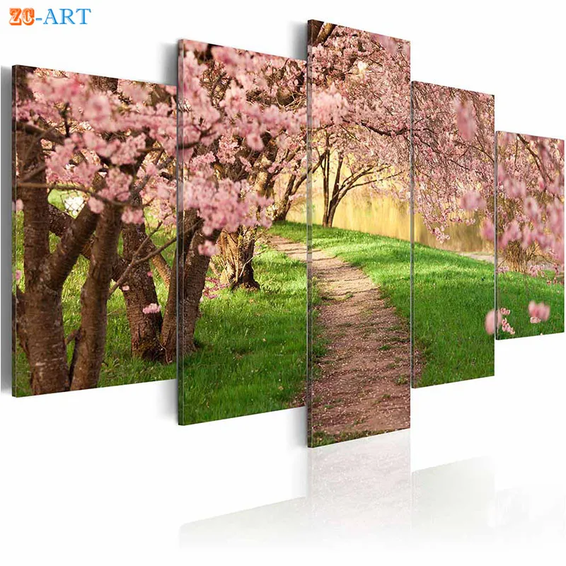 Вишня в цвету цветы Плакаты и художественная печать на холсте 5 Панель холст