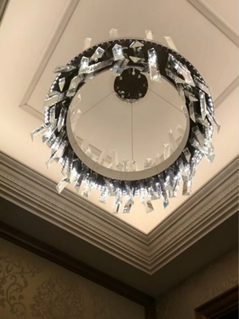 round design crystal chandelier modern lighting luxury dinning room living room lights chrome LED lamp