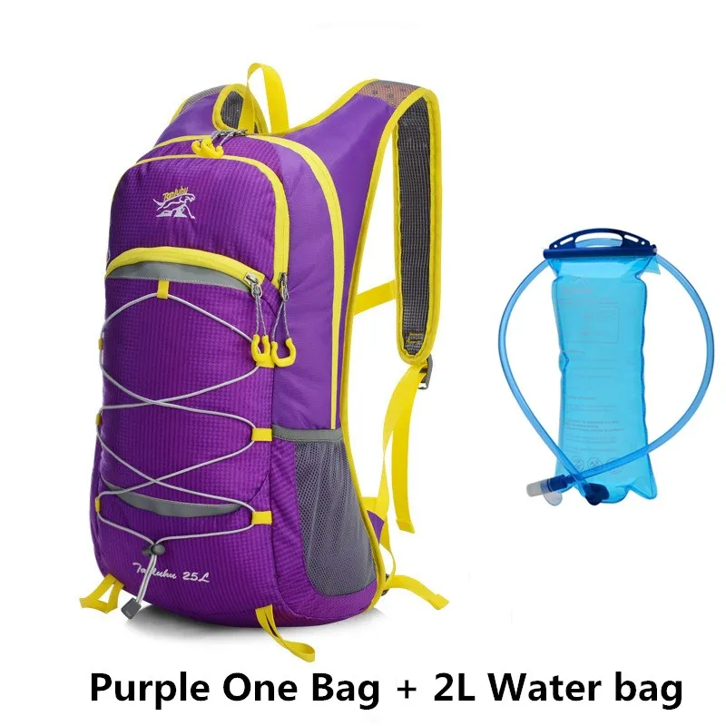 Purple 2LWater bag TANLUHU 25L рюкзак для бега и велоспорта, сумка для альпиниста на открытом воздухе, рюкзак для мужчин и женщин для марафона, походный рюкзак, 2L сумка для воды - Цвет: Purple 2LWater bag