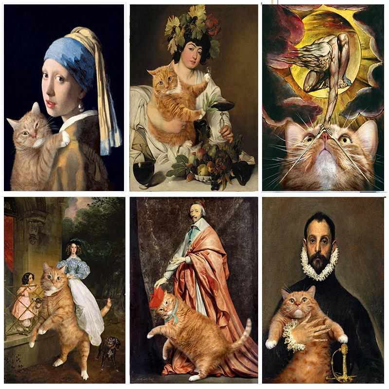 

5D Diamond Embroidery Portrait And Cat Diy Diamond Painting Cross Stitch Full Drill Round Mosaic Pattern Arts And Crafts Gifts