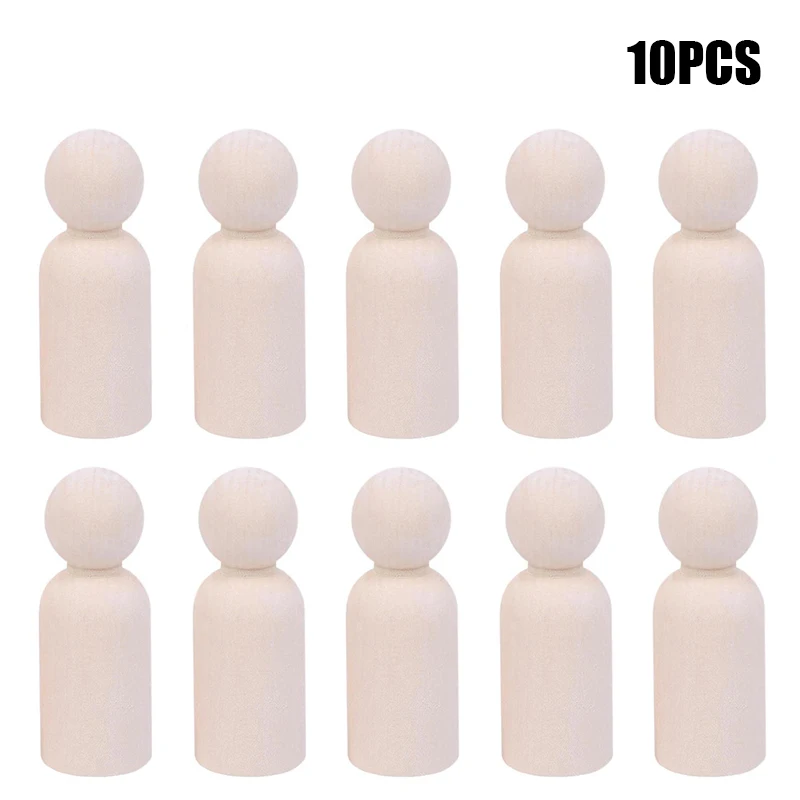 

10pcs/set Unfinished Peg Dolls Wooden Toy Kits Figures Mini People Set 34*12mm Non-tonic Gifts DIY Wooden Toys Accessories