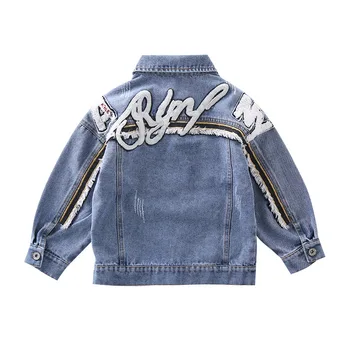 

Girls denim jacket spring and autumn 2020 new Korean version of children's spring and autumn foreign tops girl short fashionable
