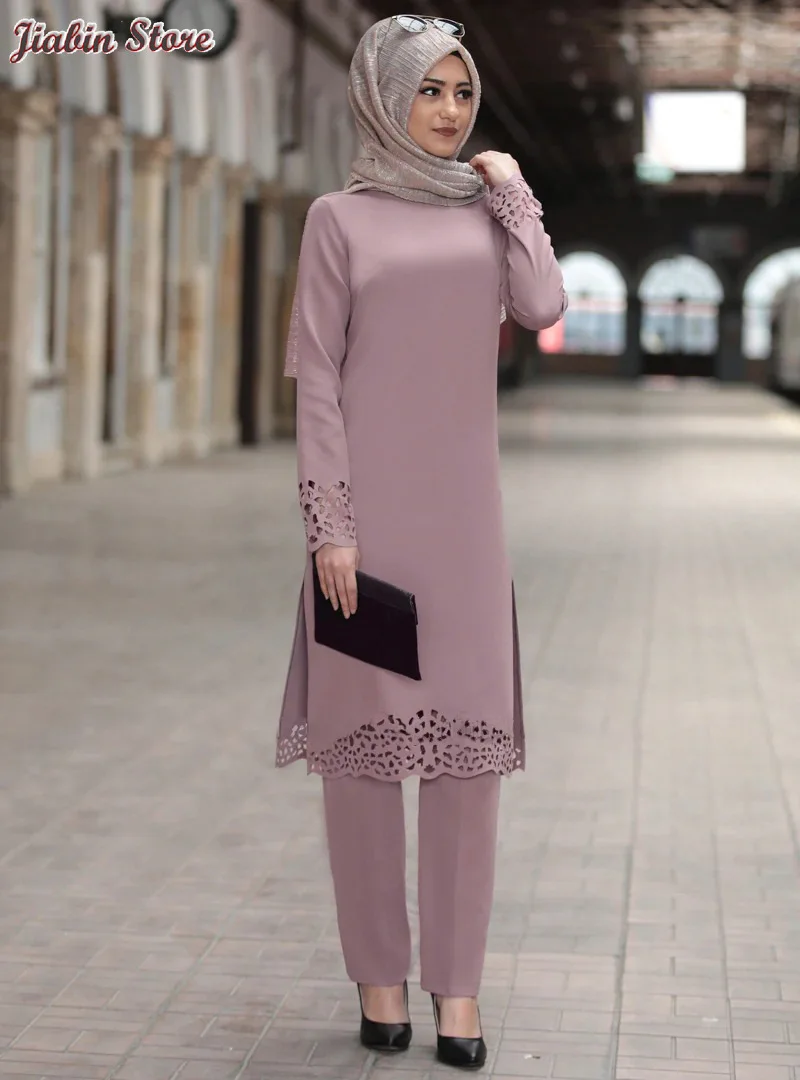 

Two Piece Sets Tops and Pants Women Turkey Muslim Abaya Split Abaya Dresses Ramadan Moroccan Kaftan Islamic Clothing Dress Sets