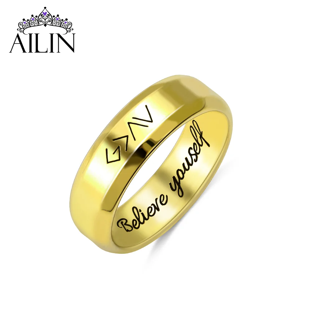 

AILIN Dropshipping Personalized Stainless Steel God Is Greater Than The Highs And Lows Ring in Rose Gold Jewelry Gift for Woman