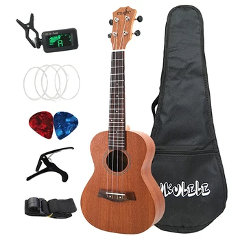 

Sapele Concert Ukulele Kits 23 Inch 4 Strings Hawaiian Mini Guitar with Bag Tuner Capo Strap Stings Picks Musical Instrument