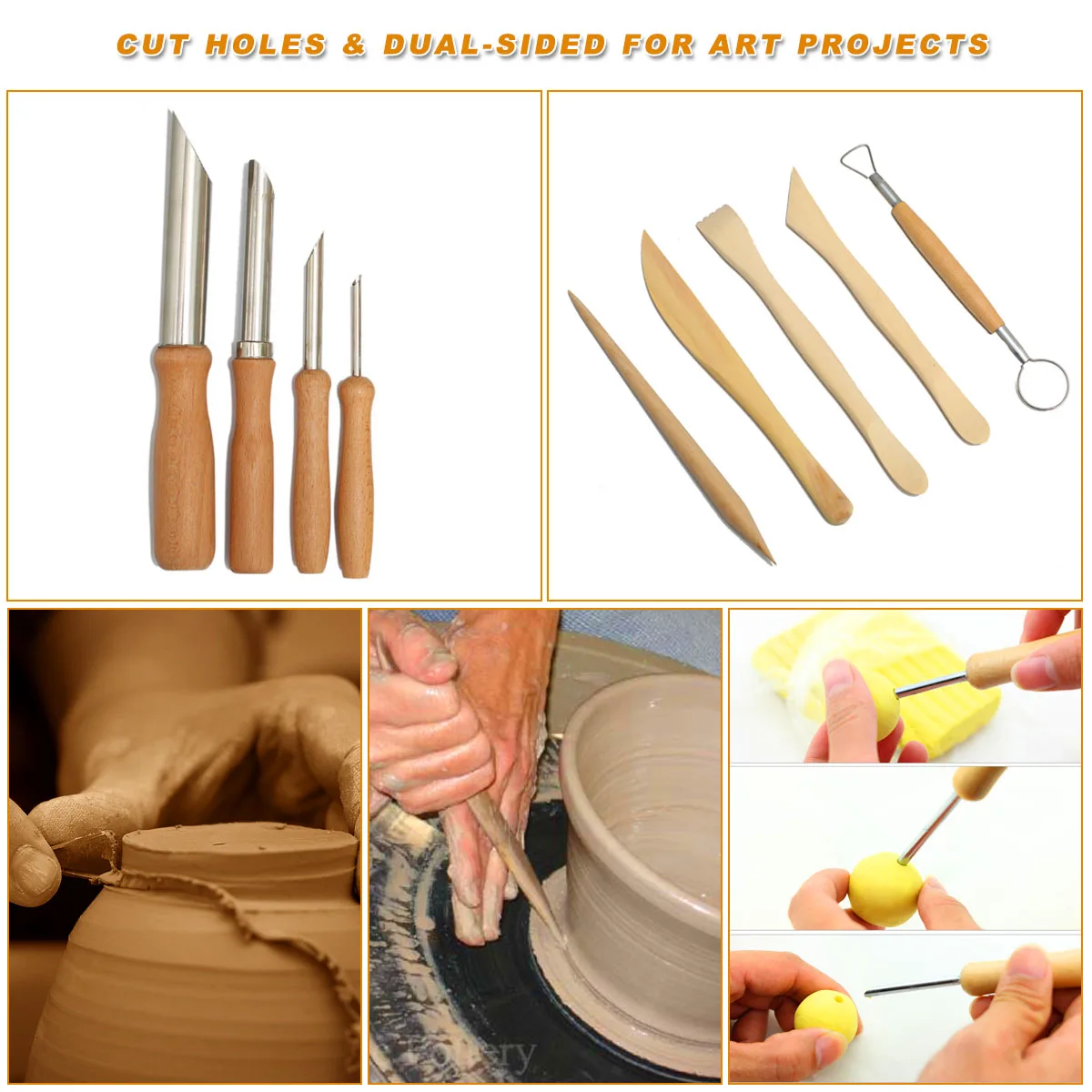 

45pcs/Set Wooden Ceramic & Clay Sculpting Pottery Art Tools Kit with Plastic Case J99Store