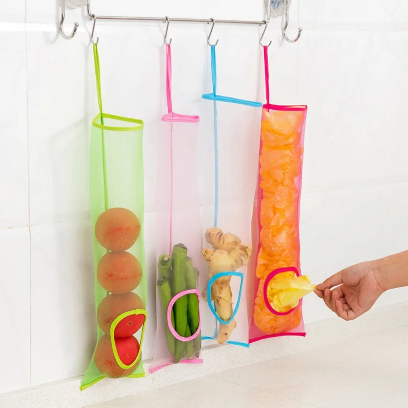 

Kitchen Fruits Vegetables Storage Hanging Bag Reusable Grocery Produce Bags Mesh Ecology Shopping Tote Bag
