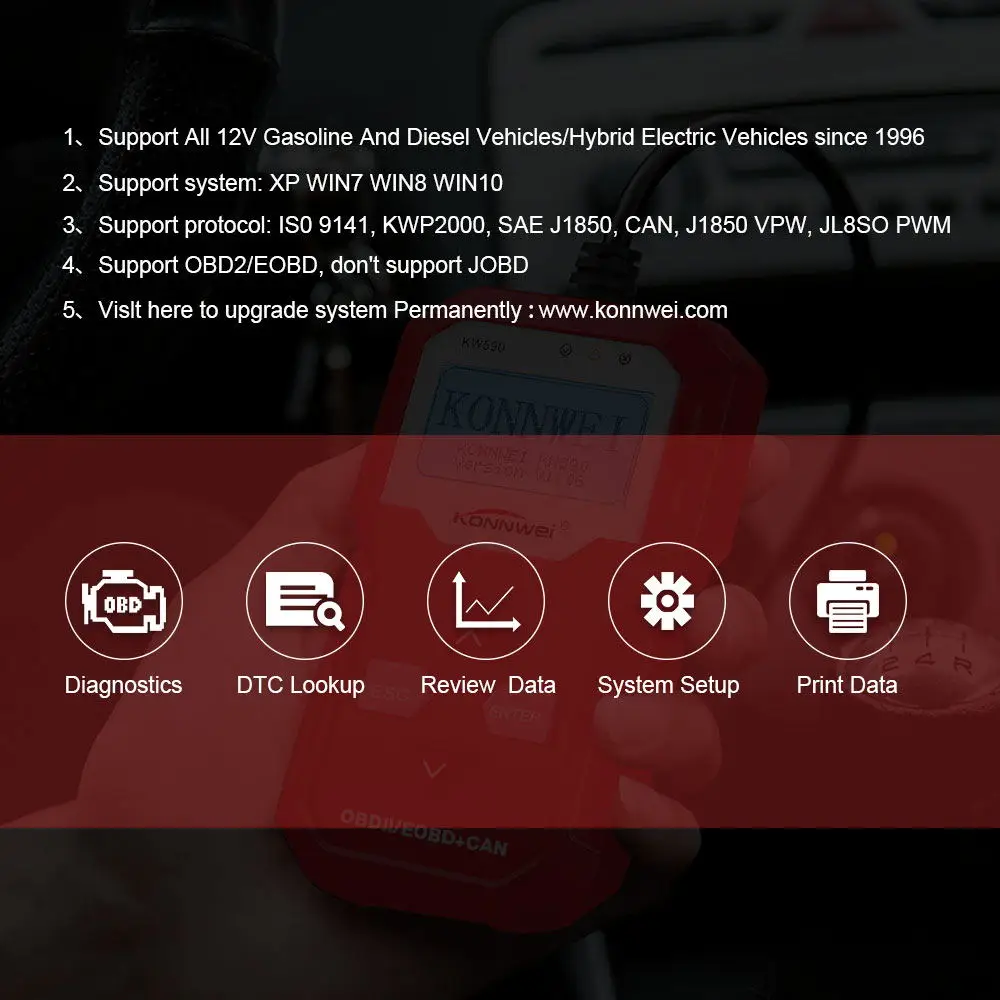 obd диагностический инструмент KONNWEI KW590 автомобильный считыватель кодов автомобильный OBD2 сканер Поддержка мультибрендовых автомобилей и языков