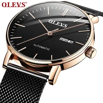

2020 new!OLEVS men's watch, automatic mechanical watch, business waterproof ultra-thin leather watchband men's watch