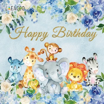 

Laeacco Elephant Animal Flowers Newborn Baby Birthday Photophone Photography Backgrounds Photographic Backdrops For Photo Studio