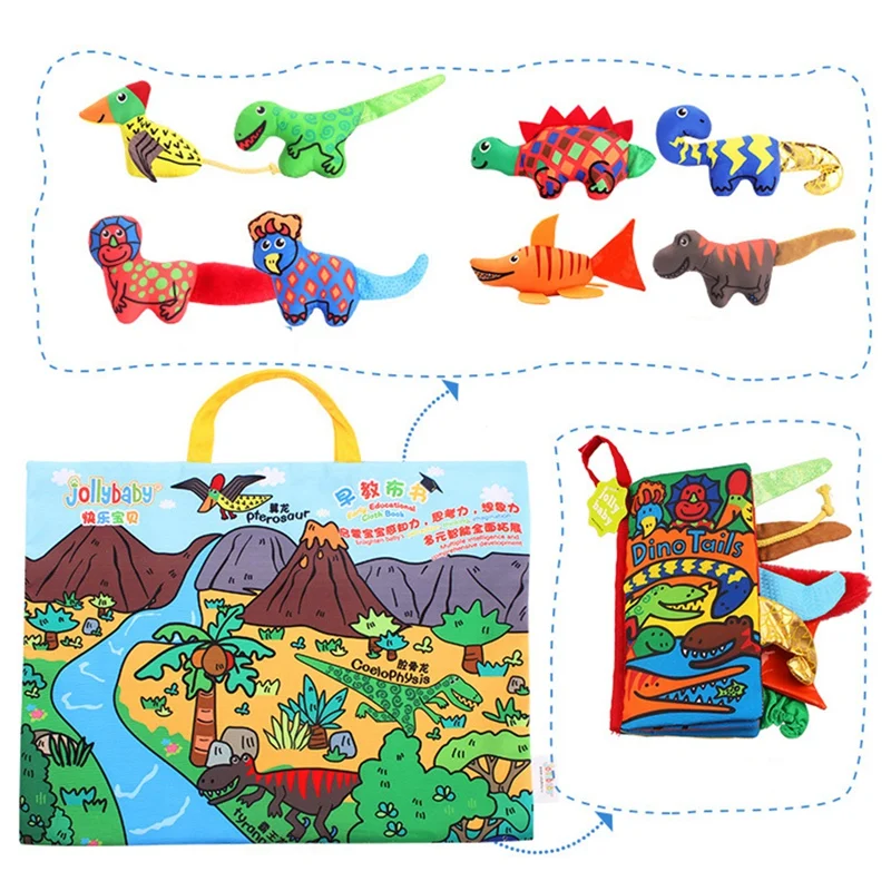 JOLLYBABY Детский 3D сцена динозавр Ткань Книга и драма коврик детская погремушка раннее развитие образование история книга