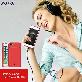 

KQJYS Portable Backup Power Charger Case For iPhone 6 7 8 Liquid Silicone For iPhone 6 7 8 Plus Battery Charging Case