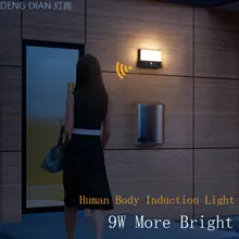 Epistar Outdoor LED Lamp Motion Sensor Light Front Door Waterproof Garden Wall Light 9W Aluminum AC85-265V for FENCE Garage