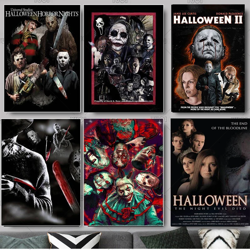 6スタイル選択ハロウィンマイケルマイヤーズ古典的なホラー映画フィルムプリントポスターのホーム壁の装飾 絵画 書道 Aliexpress