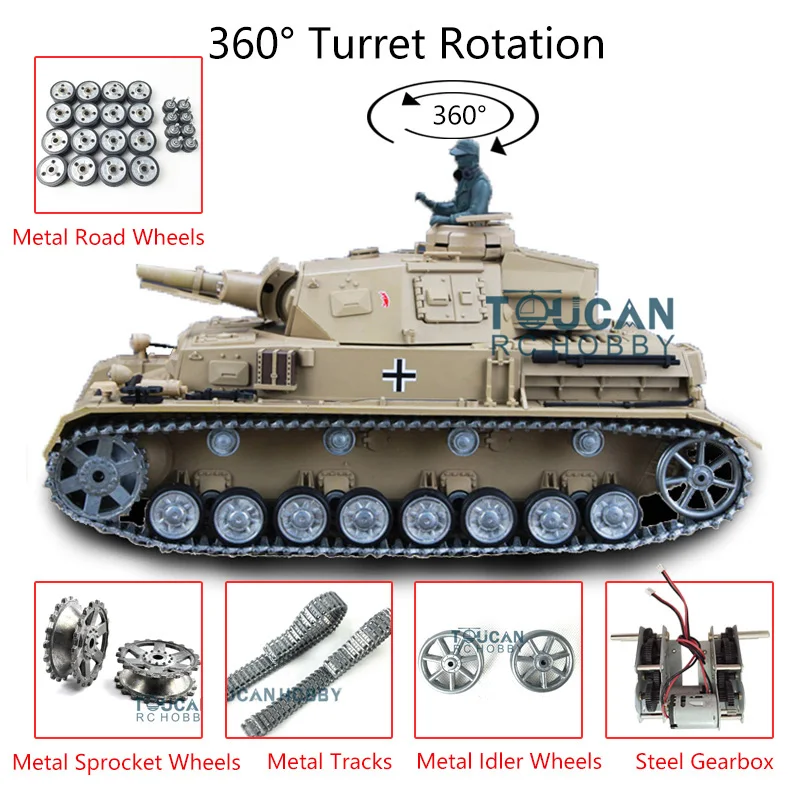 HengLong 1/16 Panzer IV RTR RC Танк на заказ металлическая подвеска wheels3858