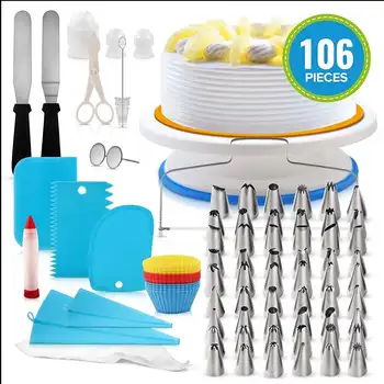 

205/106/73PCS set Cake Turntable Set Multifunction Cake Decorating Kit Pastry Tube Fondant Party Kitchen Dessert Baking Supplies