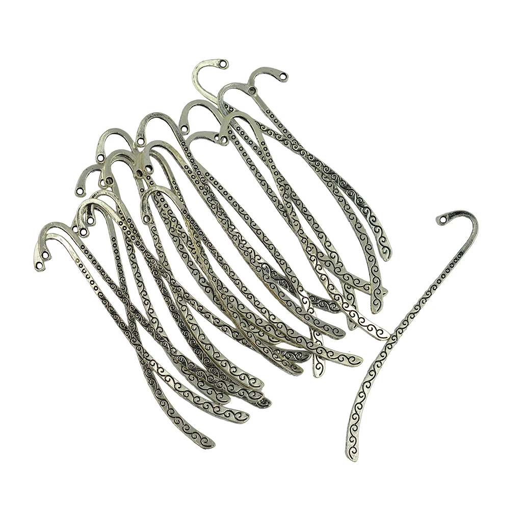 6/10/20pcs MonkeyJack Antique Gold Metal Beading Lined Bookmarks Paper Reading Book Mark With Hook Jewelry Making Findings