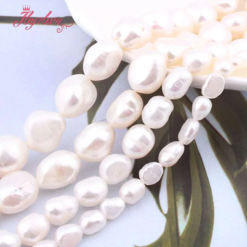 

5-7/8-9mm 100% White Potato Irregular High Punch Natural Freshwater Pearl Bead for DIY Accessories Elegant Jewelry Making 15"