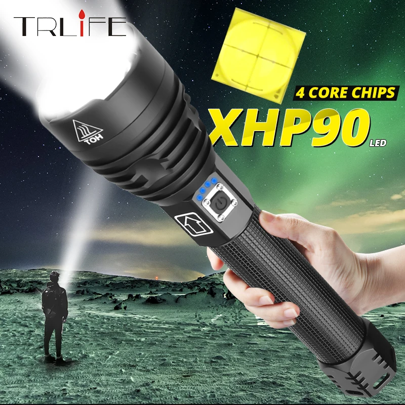 Xlamp XHP70.2 XHP90 светодиодный фонарик супер мощный фонарь USB XHP50 тактический с зумом 18650