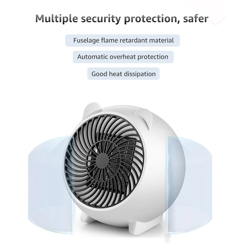 250W Electric Ceramic Space Heater Portable Fast Heating Air Fan for Office Home EU Plug