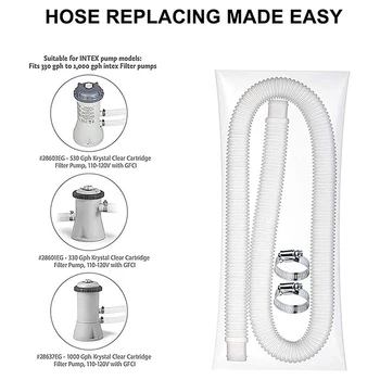 

Swimming Pool Replacement Hose Durable Soft Filter Pump Hose With 4 Metal Clamps Pool Hose Outdoor Swimming Pool Accessories
