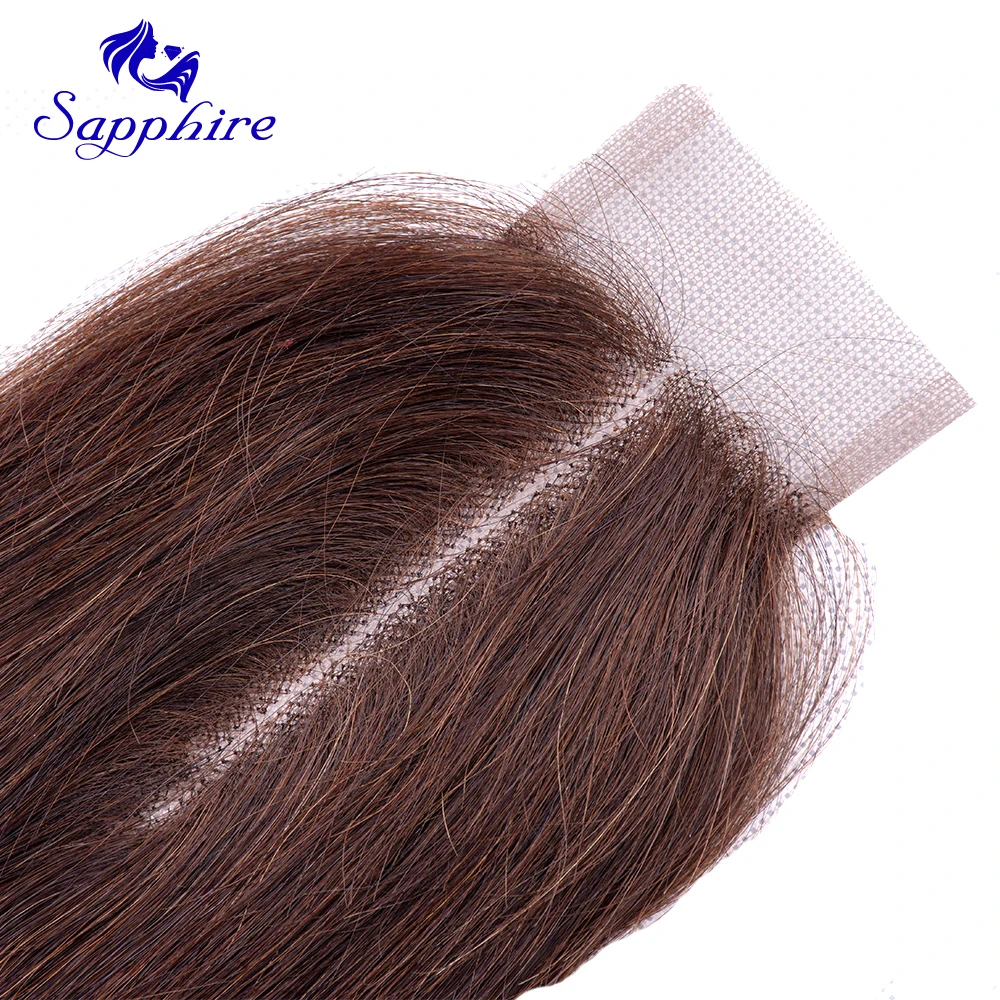 Сапфир бразильские прямые человеческие волосы плетение 3 пряди с 2*4 закрытие 2 #4 #