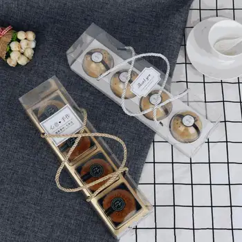 

10PCs Plastic Moon Cake Box Packaging Egg-Yolk Crisp Container Transparent Pastry Decorative Accessories Baking Packing Box Par