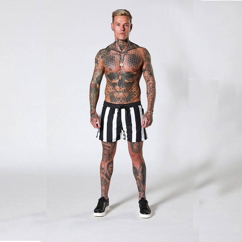 Stripe Men Swimwear Shorts Quick-drying Swimming Suits For Men Fashion Beach Short Board Surf Breathable Printing Bathing Suit