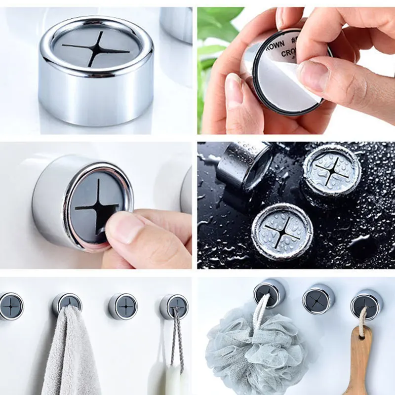 Kitchen Towel Hooks Punch-free Towel Plug Holder Premium Round Adhesive Holder Wall Mount Hook Dish Kitchen