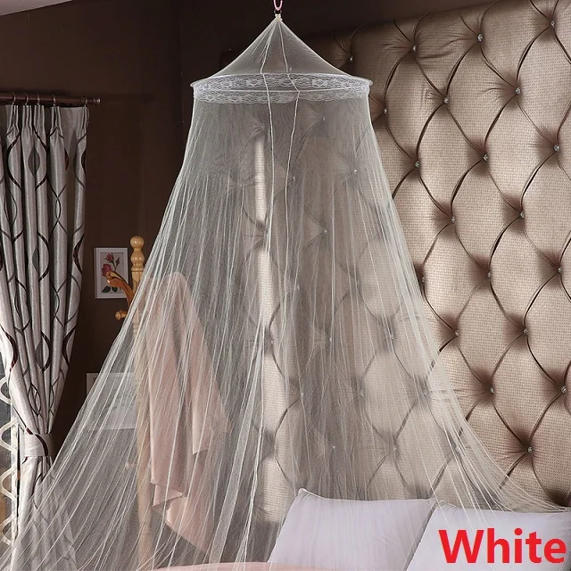 Москитная сетка белые розовые синие круглые кружевные занавески балдахин-сетка принцесса Лето 2019New романтическая подвесная для домашнего декора - Цвет: White
